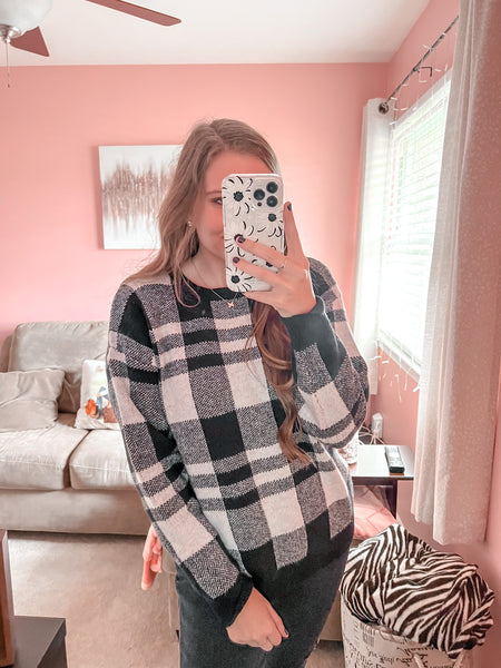 plaid about you sweater